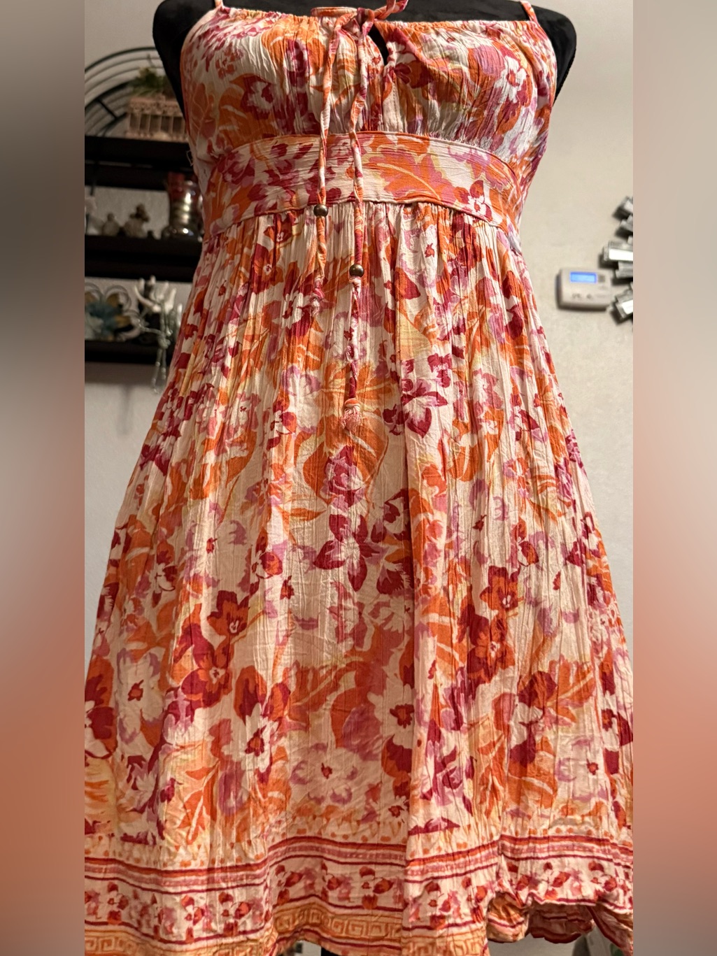Angie Boho Floral Print Smocked Back Mini Dress Size S